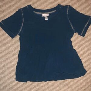 LOFT Women's Green Short Sleeve Ruffle Hem Peplum Top Size Petite Small